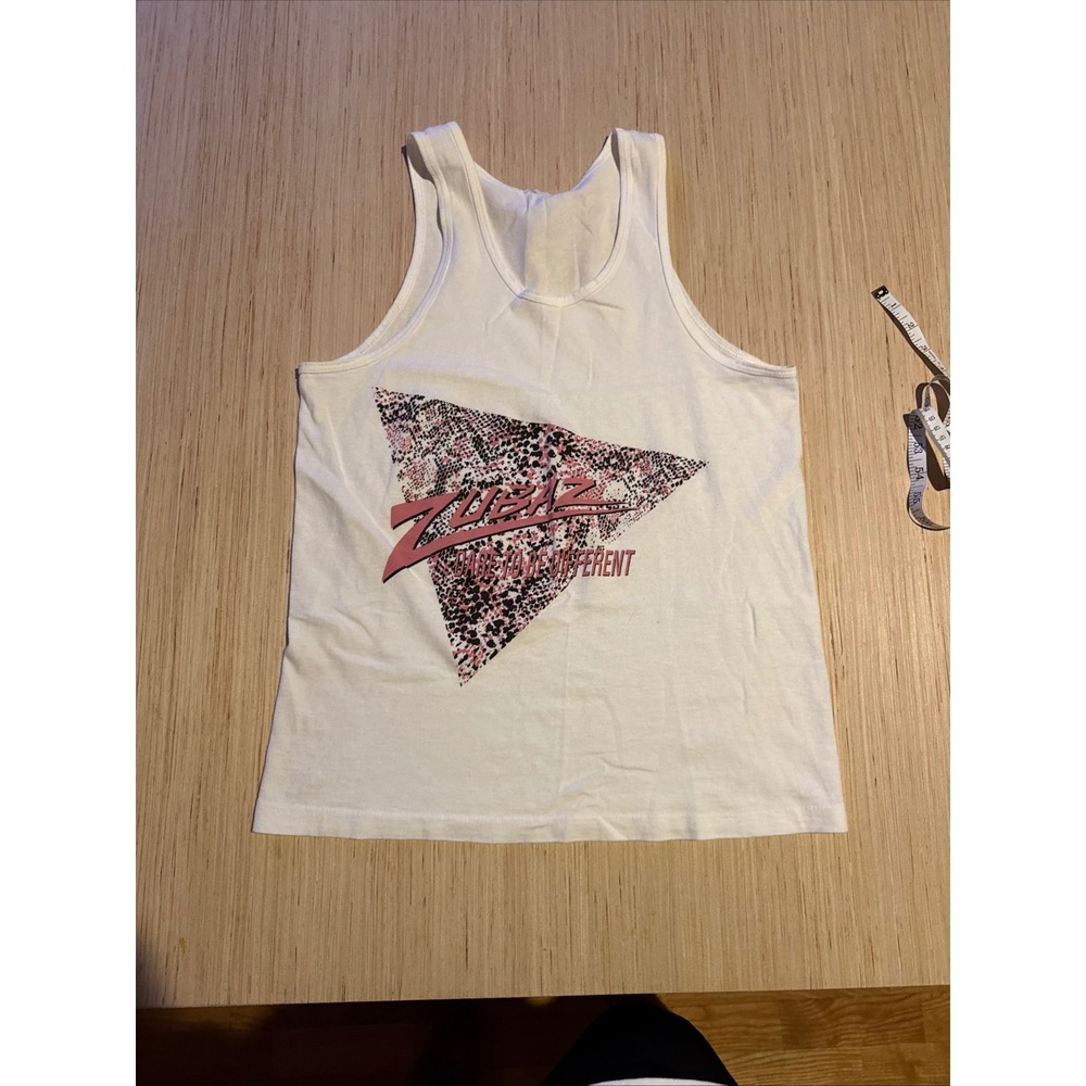Vintage Zubaz Tank Top White Pink Snakeskin Dare To Be Different L 37